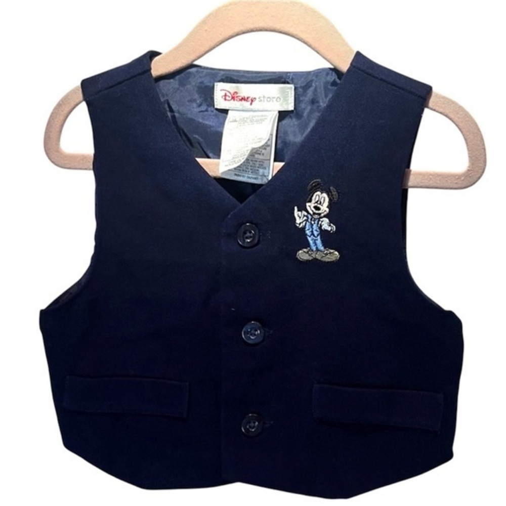 Vintage Disney Store Baby Boy’s Velour Blue Mickey Mouse Vest 12 Months NWOT
